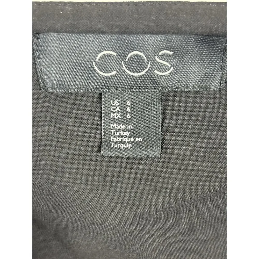 COS Women’s Maxi Dress Size 6 Black Pleated Minimalist Modern Cotton Blend Long - Picture 12 of 15